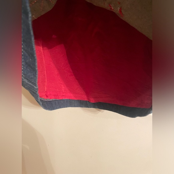 BODEN Denim Floral Appliqué Midi Skirt Artsy Patched Size 10R- EUC - Picture 9 of 13